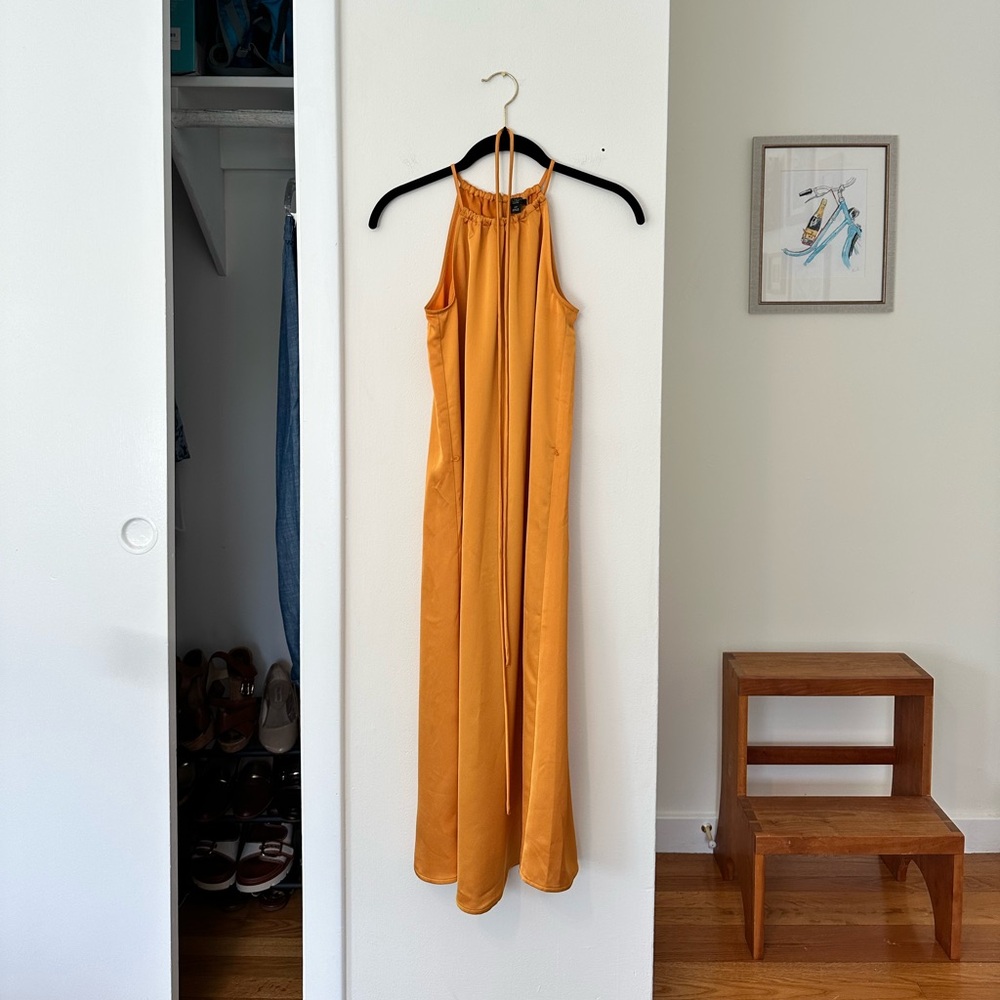Ann Taylor Yellow Halter Midi Dress NWT